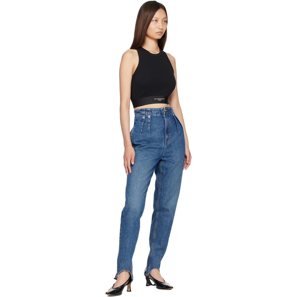 Givenchy Black Cropped Cotton Tank Top