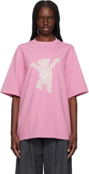 We11done Pink Teddy Logo T-shirt
