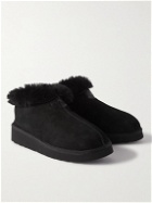 Grenson - Wyeth Shearling-Lined Suede Slippers - Black