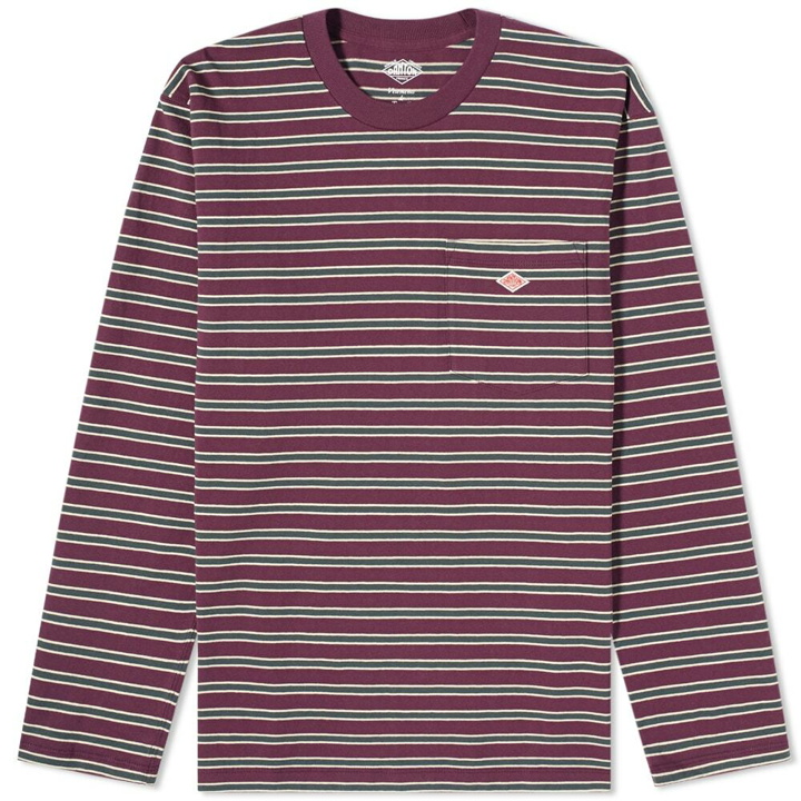 Photo: Danton Men's Long Sleeve Stripe T-Shirt in Purple Multi Stripe