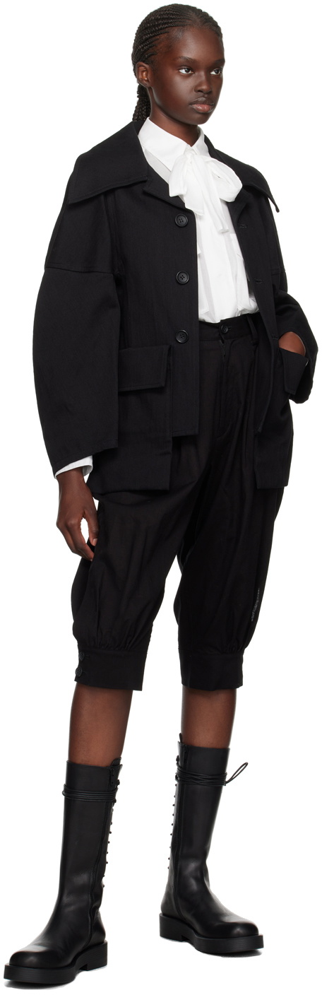 Yohji Yamamoto Black Voluminous Sleeves Denim Blazer