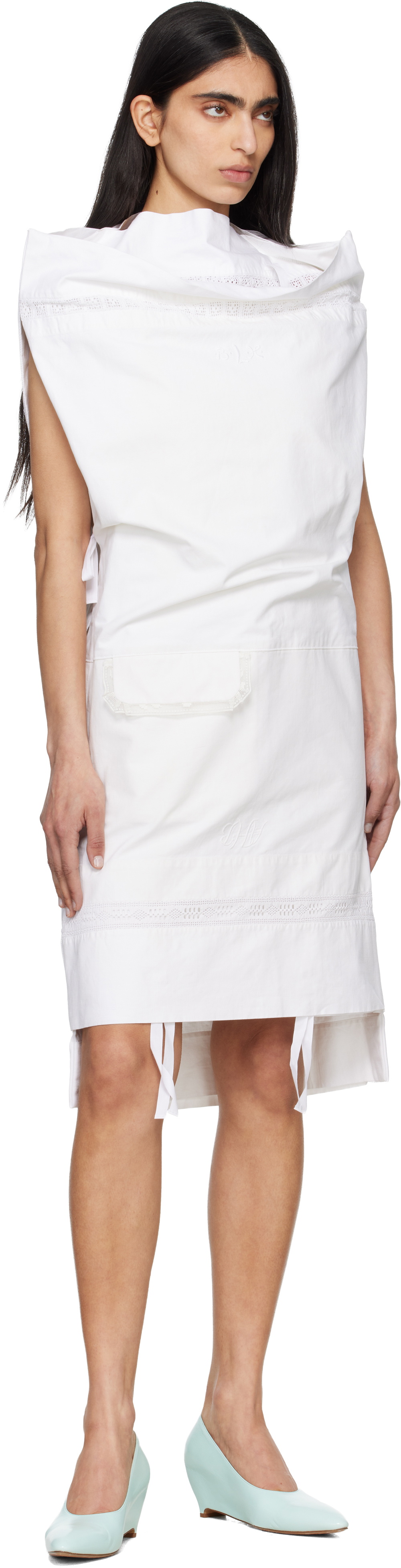 HODAKOVA White Open Pillow Case Midi Dress