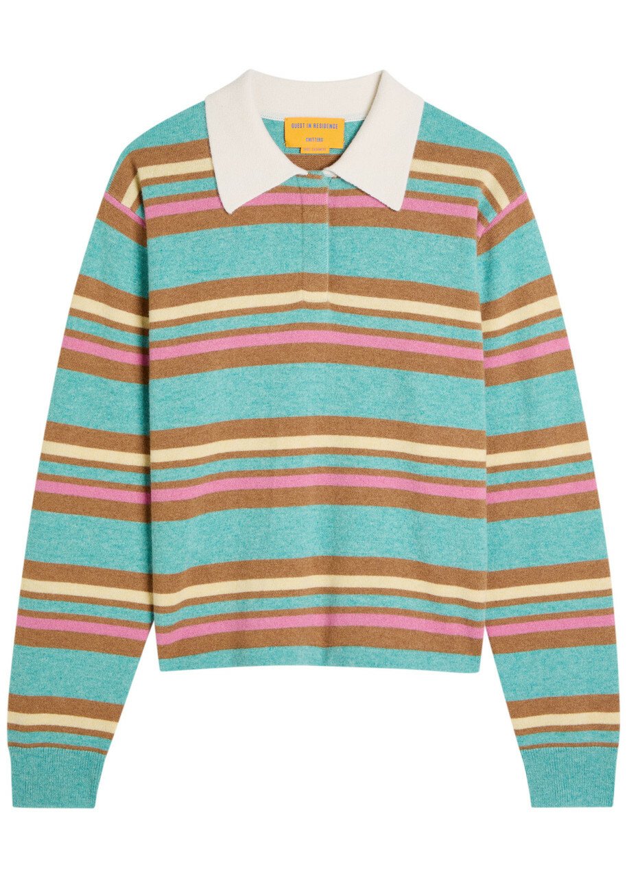 Guest In Residence Striped Cashmere Polo top Stripe