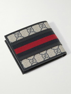 GUCCI - Ophidia Webbing-Trimmed Monogrammed Coated-Canvas and Leather Billfold Wallet