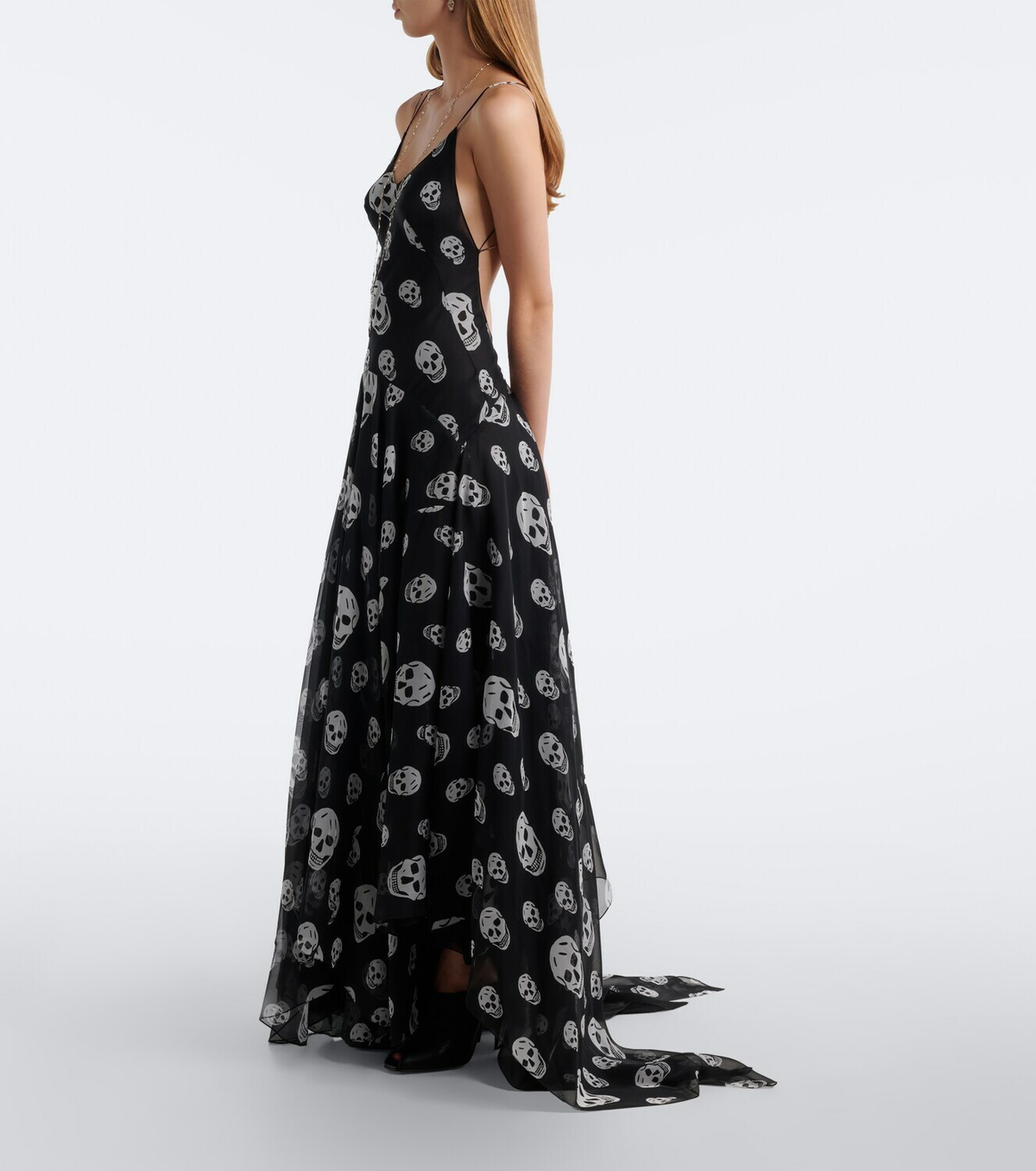McQueen Skull silk chiffon maxi dress