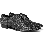 Saint Laurent - Hopper Glittered Leather Derby Shoes - Men - Silver