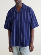 Kardo - Yusuke Camp-Collar Striped Cotton Shirt - Blue