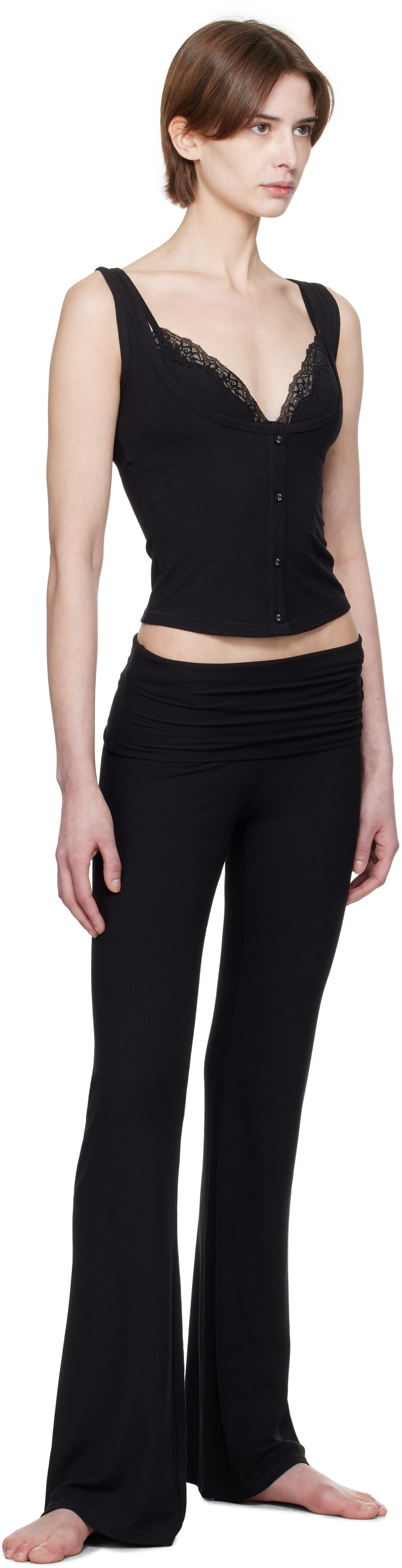 SKIMS Black Soft Lounge Lace Tank Top