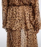 Xu Zhi Leopard-print ruffed silk maxi skirt