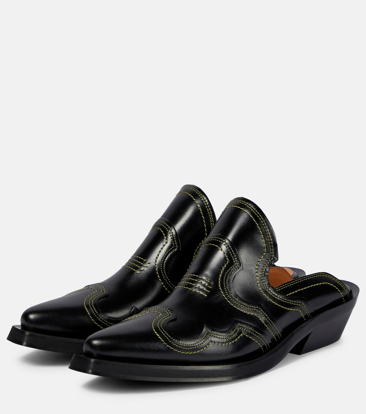 【関税＆送料込み】Ganni Mules With Laces Tawny Port Brown Lace-Up Oleatex Mules | GANNI US