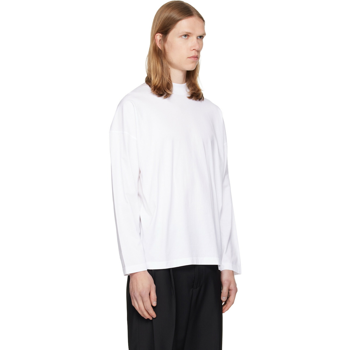 Jil Sander White Cotton Mock-Neck T-shirt Jil Sander