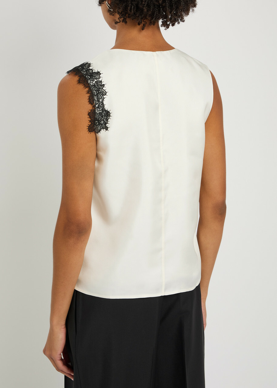 Rohe Lace-embellished Silk top Cream