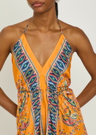 Etro Asymmetric Printed Silk Maxi Dress Orange