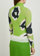Issey Miyake Printed Pleated Woven top Green