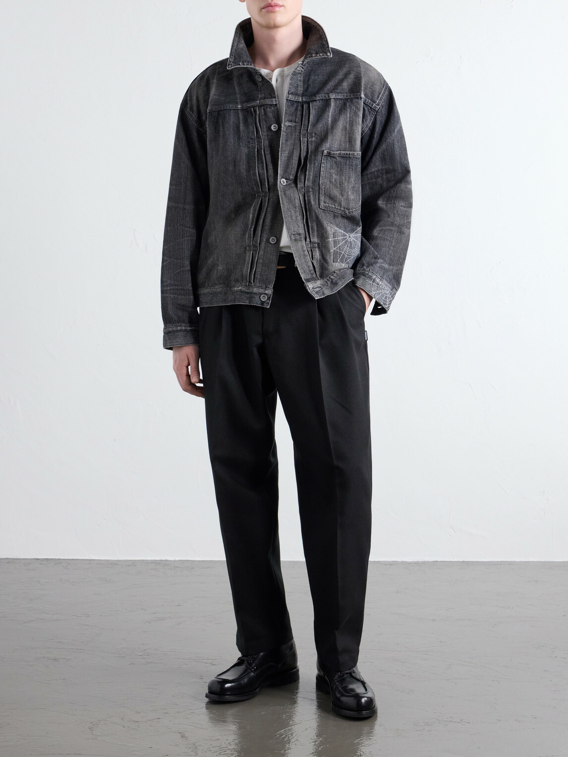 Neighborhood - Savage Embroidered Denim Jacket - Gray Neighborhood