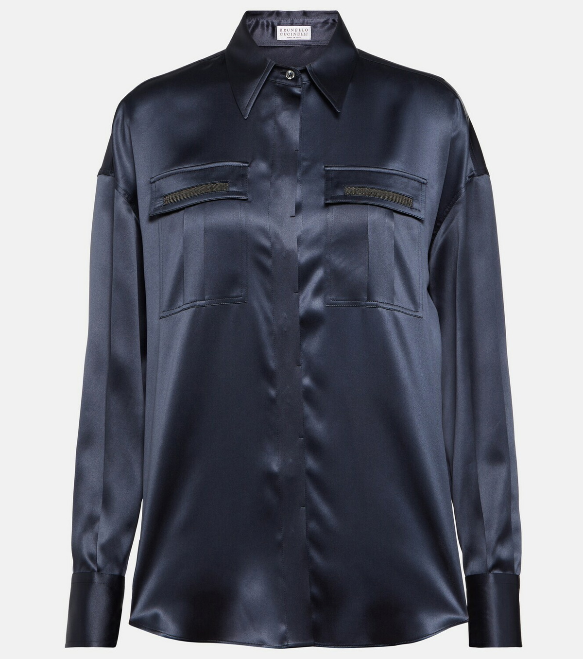 Brunello Cucinelli Embellished satin shirt