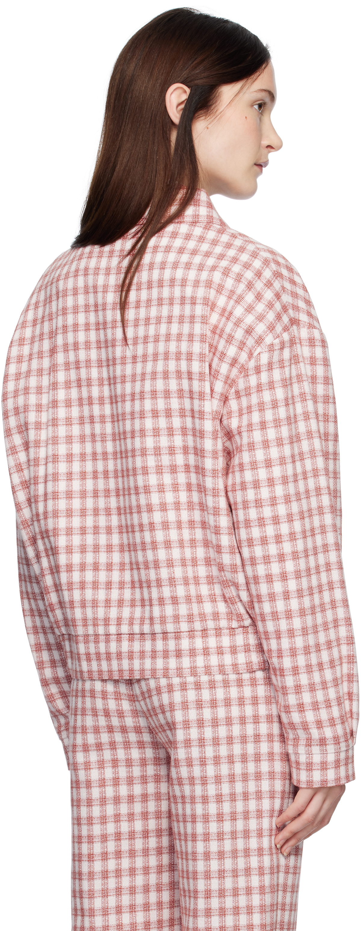 Moschino Jeans Red Viscose-Linen Check Jacket