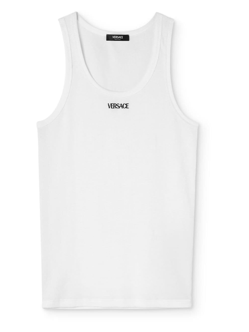 VERSACE - Logo Ribbed Cotton Tank Top Versace