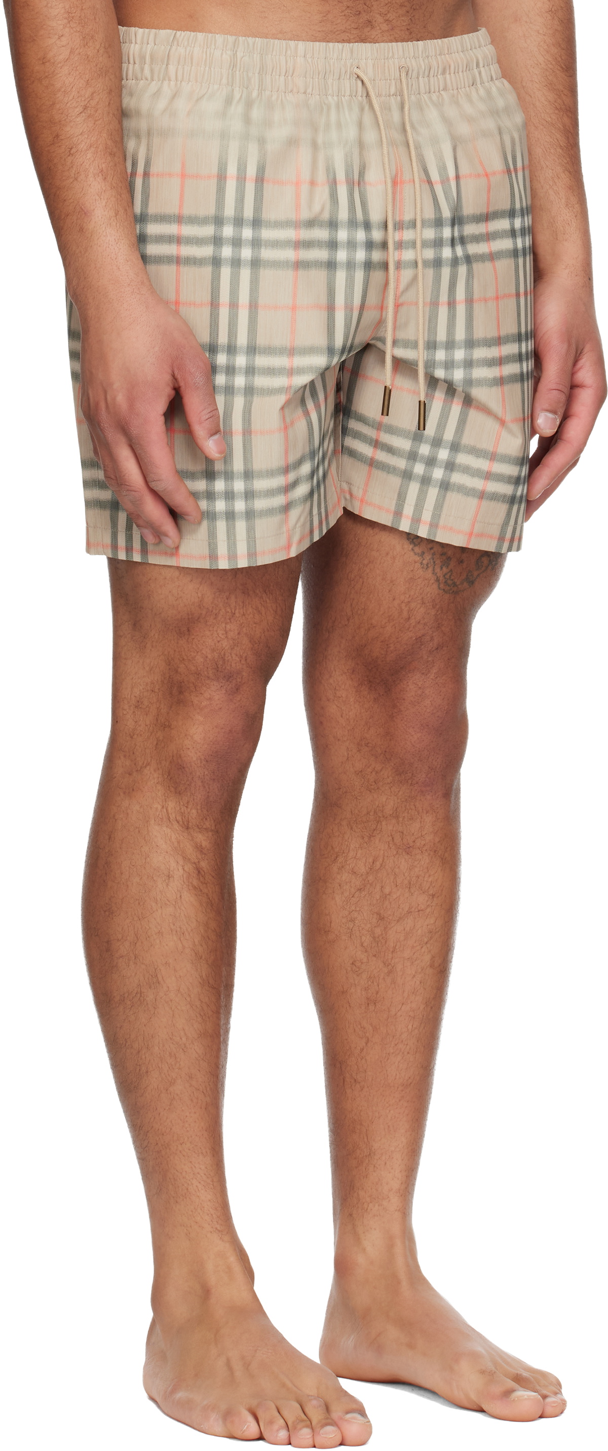 Burberry Beige Gradient Check Swim Shorts