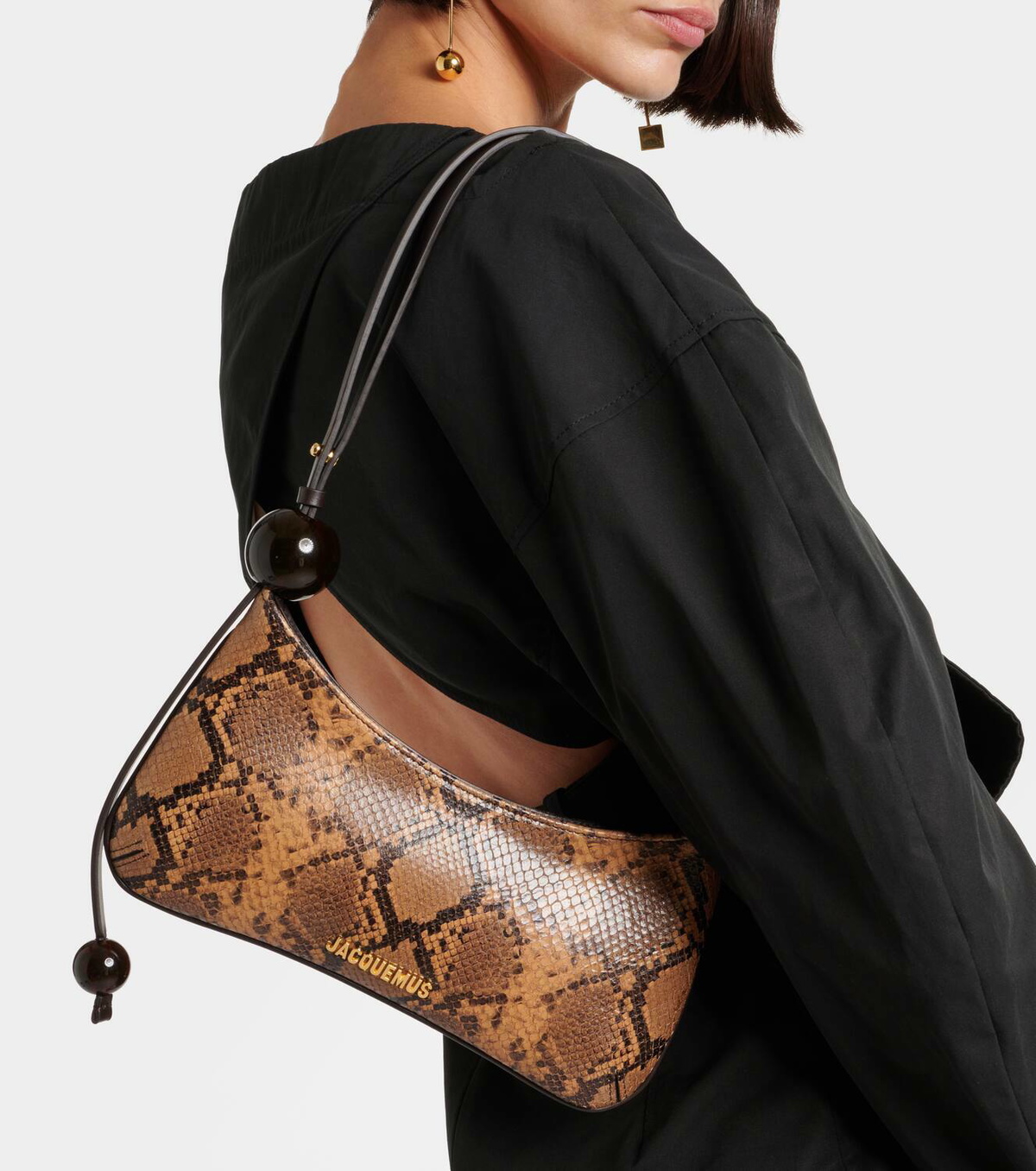 Jacquemus Le Bisou Perle snake-effect leather shoulder bag Jacquemus