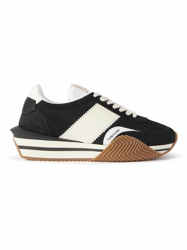 Photo: TOM FORD - James Rubber-Trimmed Leather, Suede and Nylon Sneakers - Black