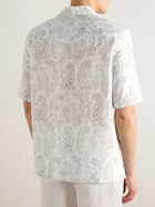 Brunello Cucinelli - Camp-Collar Paisley-Print Linen Shirt - White