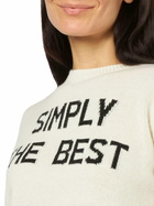 MC2 Saint Barth Woman Crewneck White Sweater With Simply The Best Lurex Print | Niki Dj Special Edition