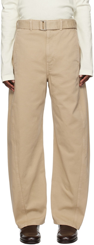 Photo: LEMAIRE SSENSE Exclusive Beige Twisted Belted Jeans