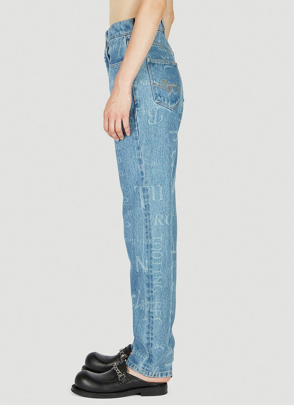 Martine Rose - Laser Print Straight Cut Jeans in Blue