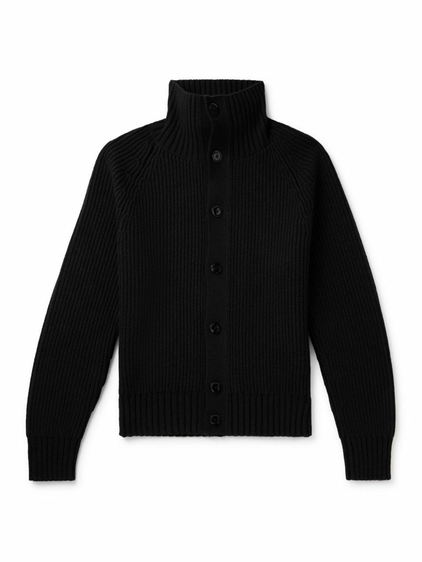 Photo: TOM FORD - Ribbed Wool and Cashmere-Blend Cardigan - Black