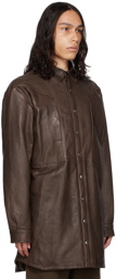 Rick Owens Brown Jumbo Fogpocket Leather Jacket