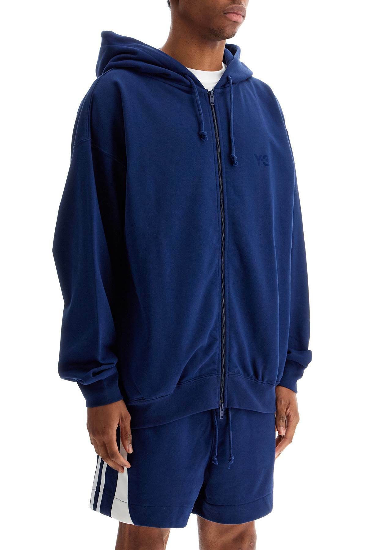 Y-3 men's blue zip hoodie in cotton with recycled polyester Blue Y-3