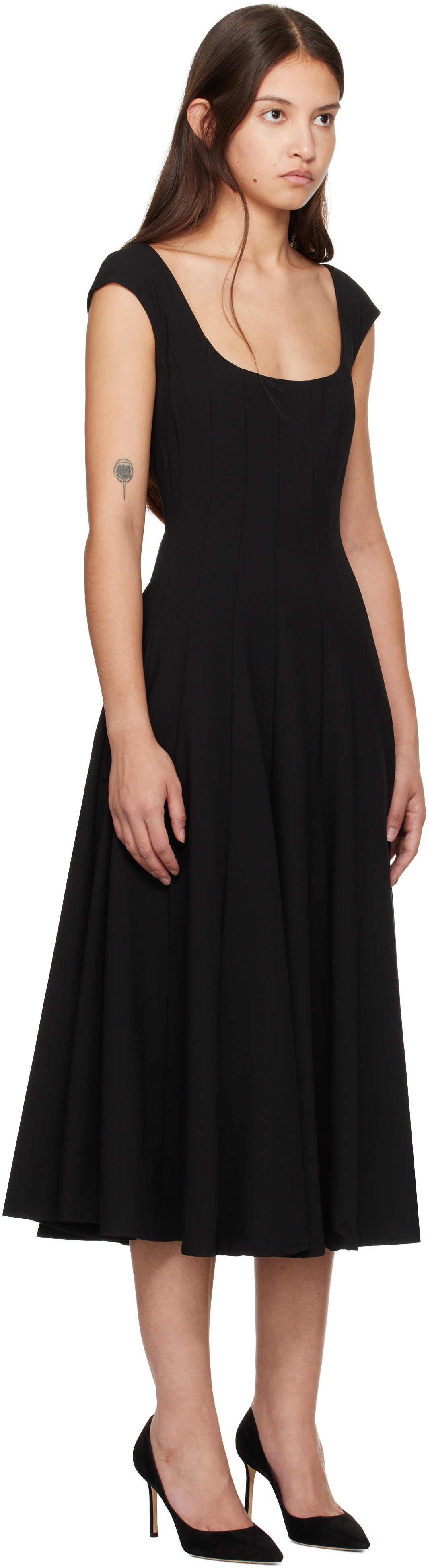 GUIZIO Black Leila Midi Dress