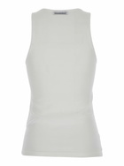 Low Classic laid Back White Sleeveless Top With Round Neck And Print On The Front In Tech Fabric Woman