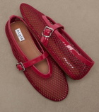Alaïa Leather-trimmed fishnet ballet flats