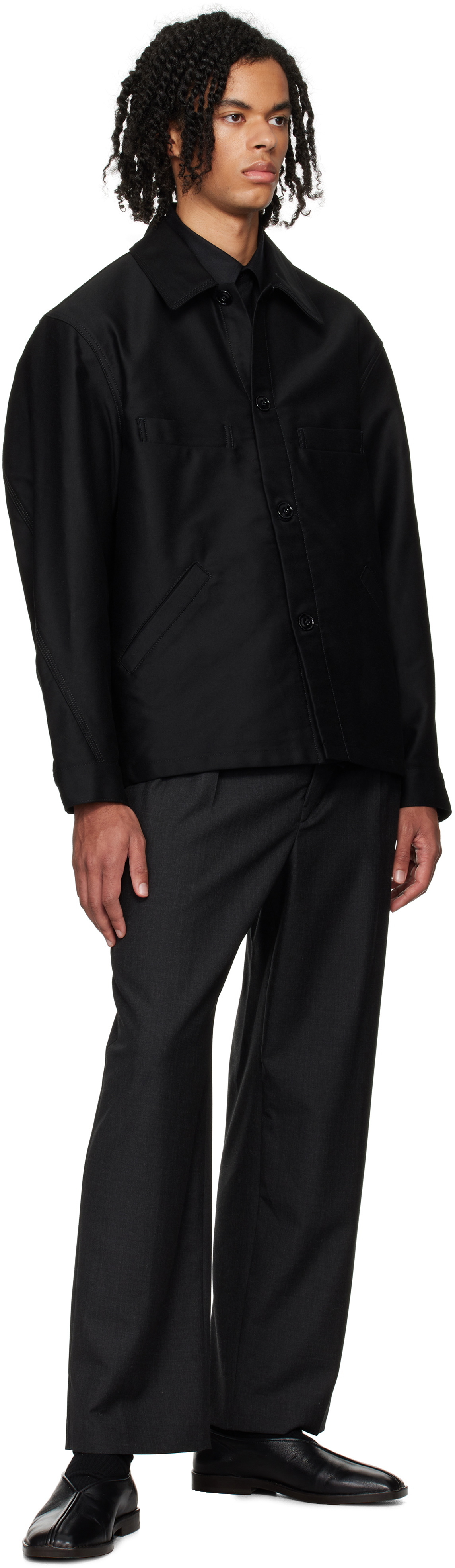 LEMAIRE Black Twisted Sleeve Workwear Jacket Lemaire