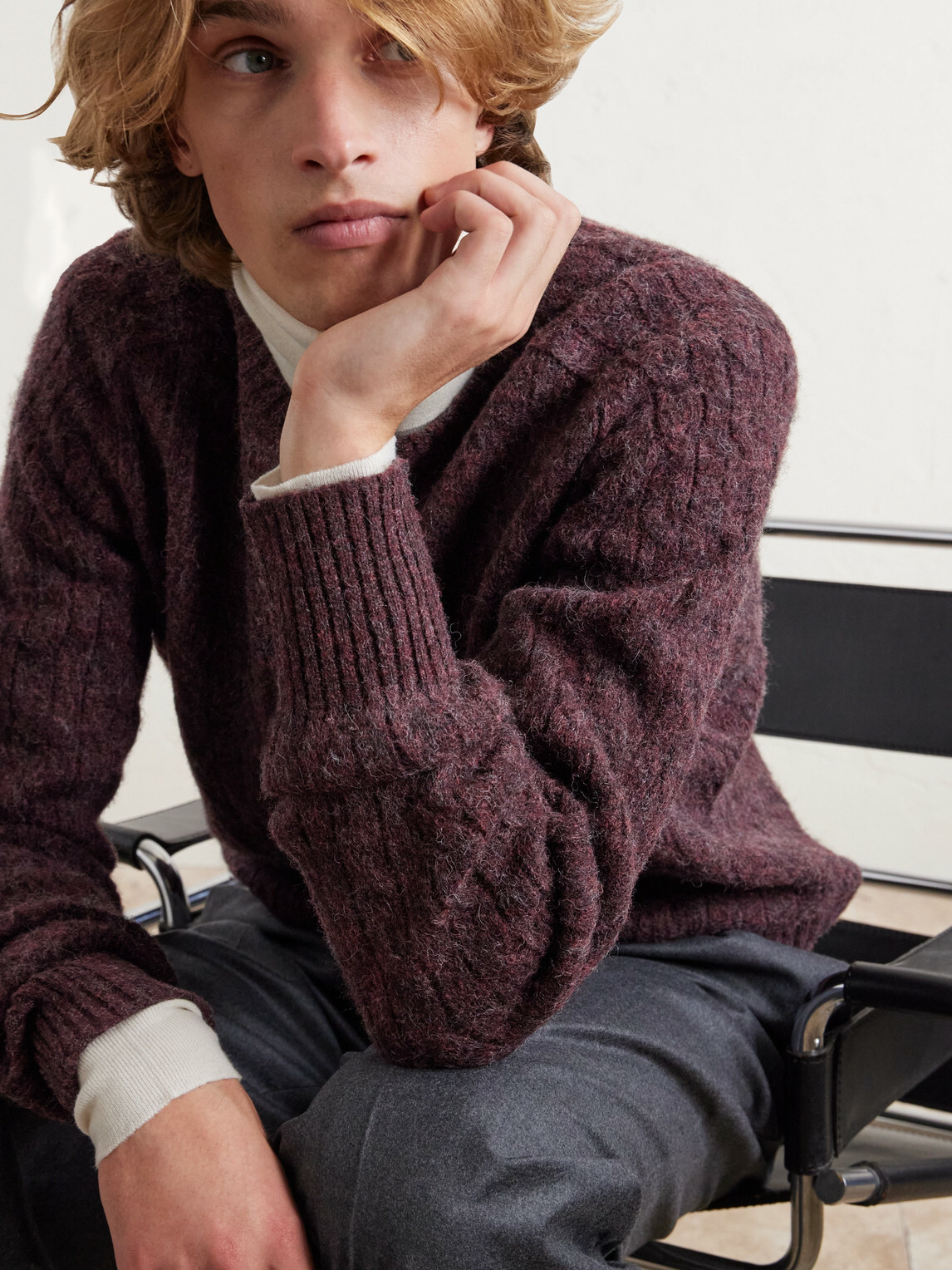 Sid Mashburn - Cable-Knit Wool Sweater - Burgundy
