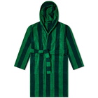 Tekla Fabrics Terry Hooded Bathrobe in Green Block Stripe