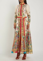 Etro Printed Belted Cotton-poplin Midi Shirt Dress Multicoloured