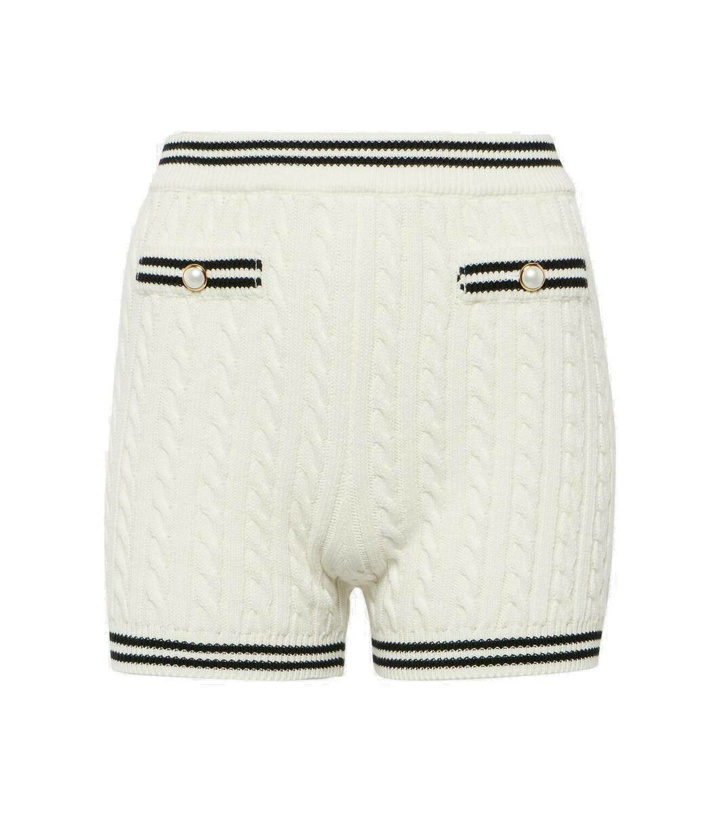 Photo: Alessandra Rich Striped cable-knit cotton shorts