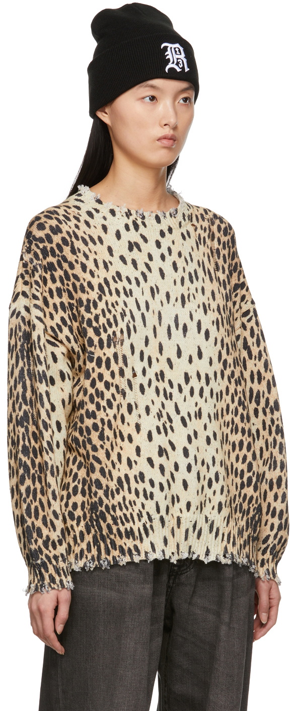 R13 Beige Cheetah Oversized Sweater R13