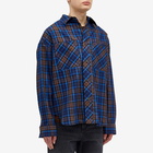 Loewe Men's Check Overshirt in Navy Blue/Brown