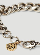 Mixed Chain Logo Pendant Bracelet in Silver