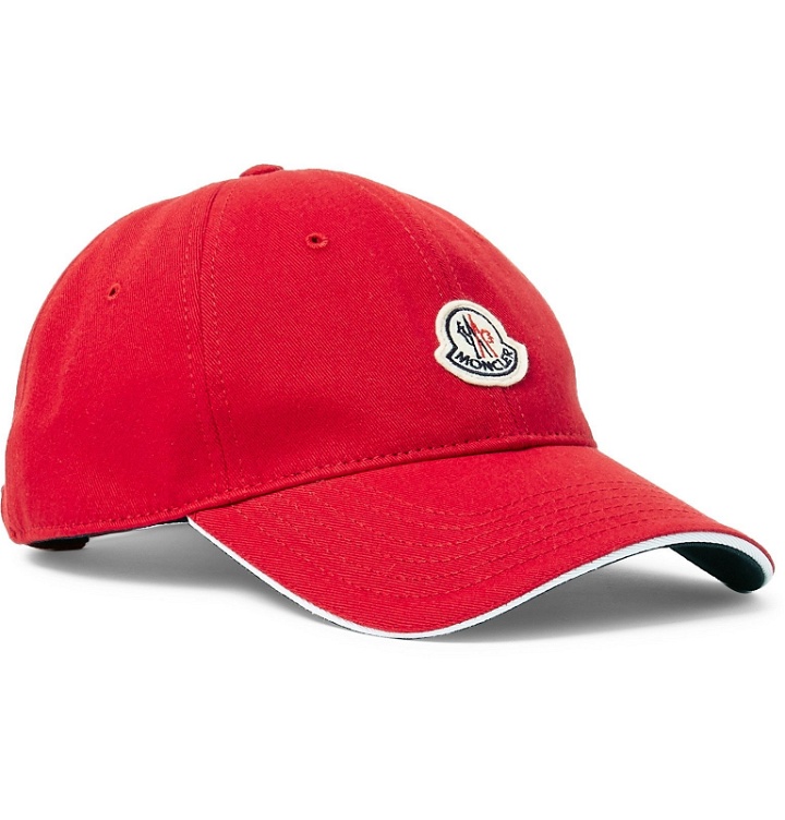 Photo: Moncler - Logo-Appliquéd Cotton-Twill Baseball Cap - Red