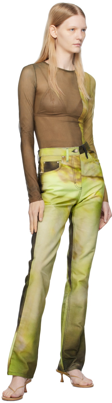 Serapis Khaki Sheer Long Sleeve T-Shirt