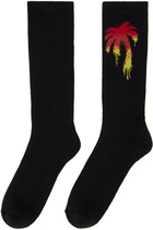 Palm Angels Black Gradient Palm Socks