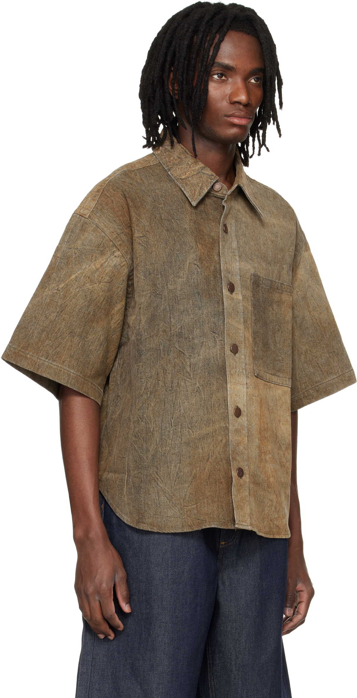 AGOLDE Brown Comfort Stretch Watson Denim Shirt