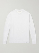 Acne Studios - Embroidered Organic Cotton-Blend Jersey Henley Sweatshirt - Gray