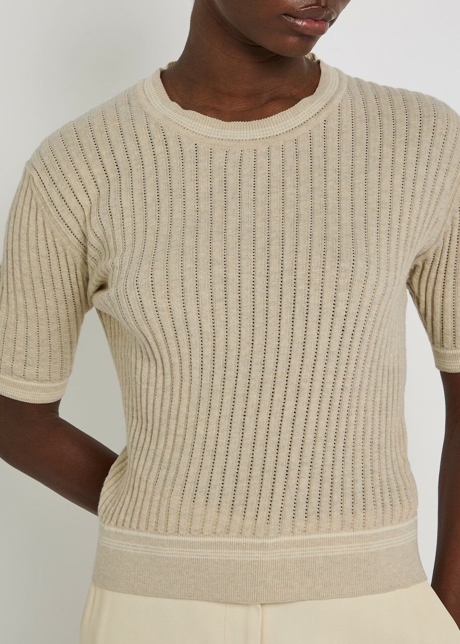 Tods Cropped Cotton-knit T-shirt Beige