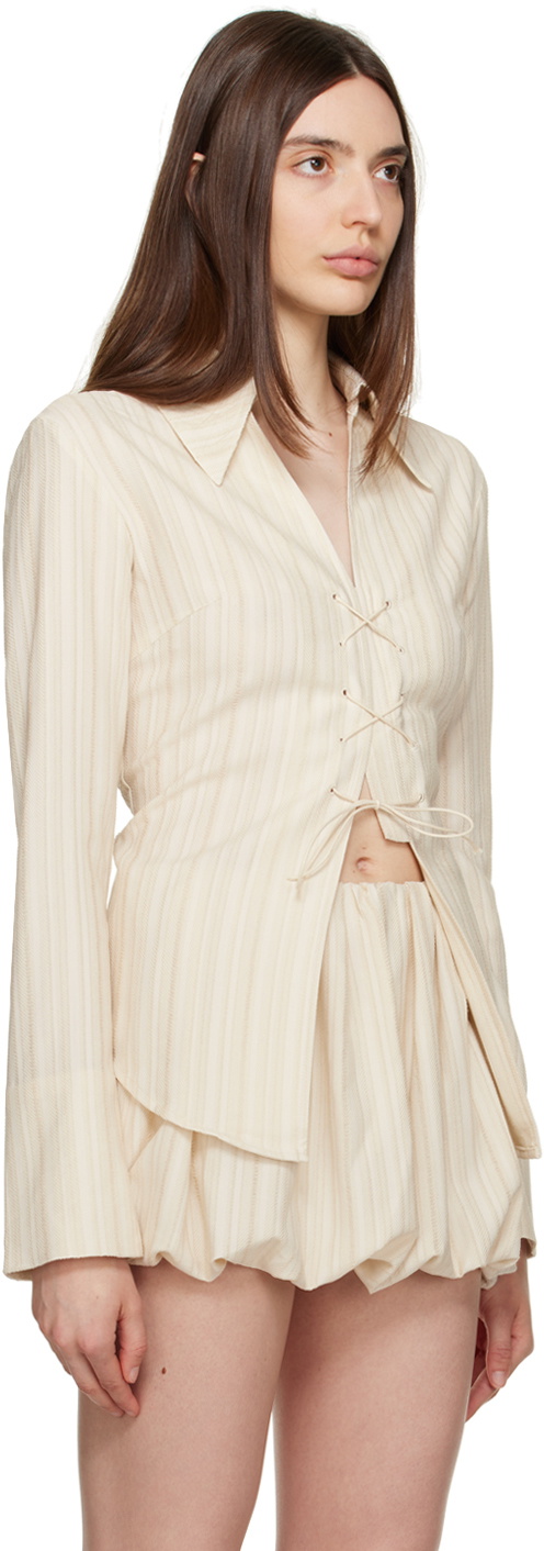 TheOpen Product Beige Lace-Up Shirt